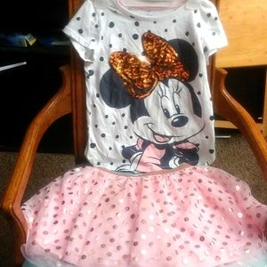 2 piece Minnie Mouse outfit size 7-8 little girls (used)